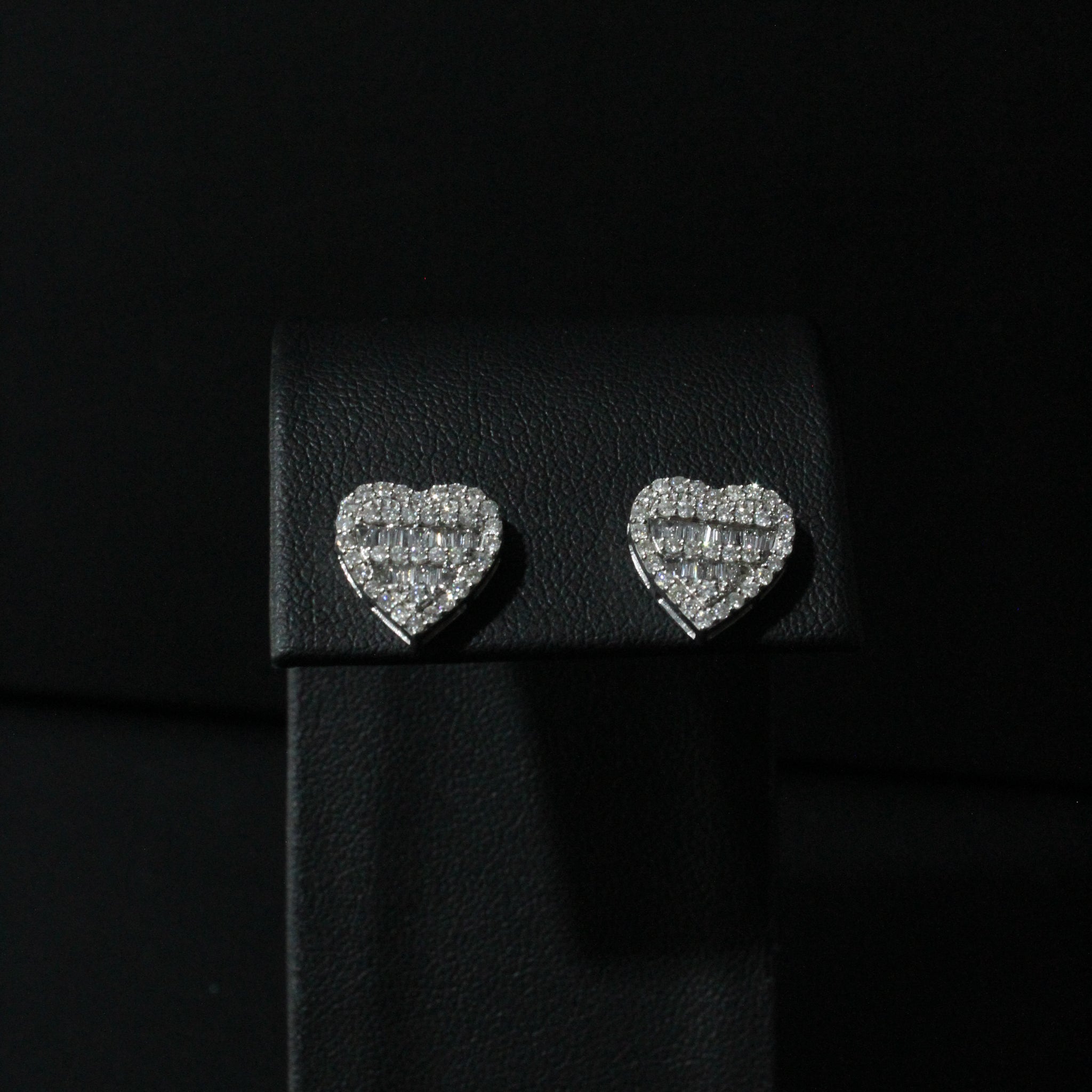 WG Diamond Heart Earrings 14K