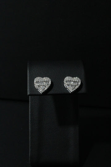 WG Diamond Heart Earrings 14K