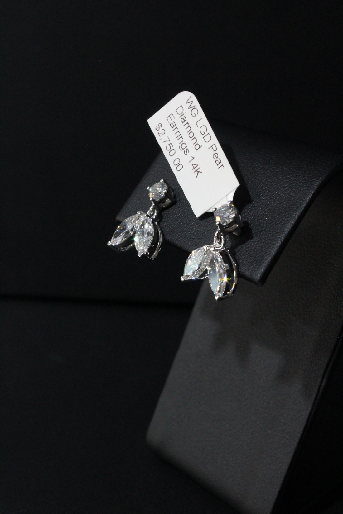 WG LGD Pear Diamond Earrings 14K