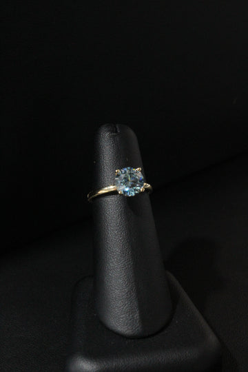 YG Lab Grown Diamond Blue Round Ring 2.37ctw