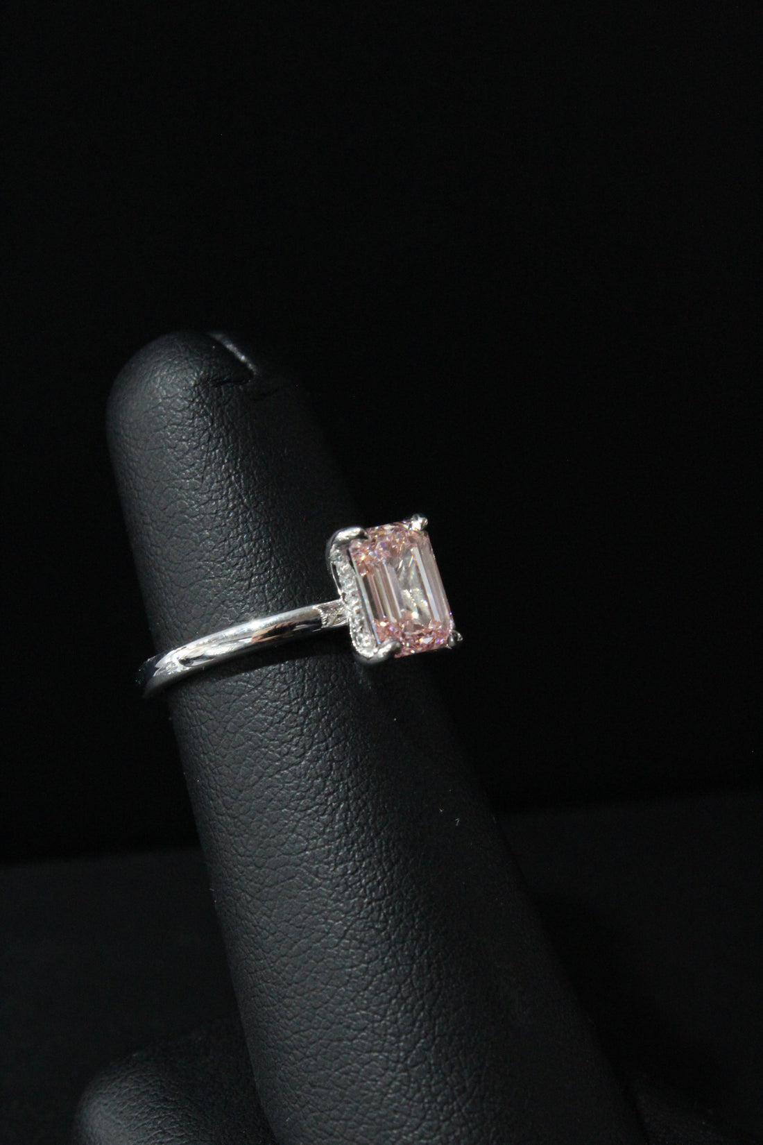 WG Lab Grown Diamond Pink Emerald Ring 2.07ctw