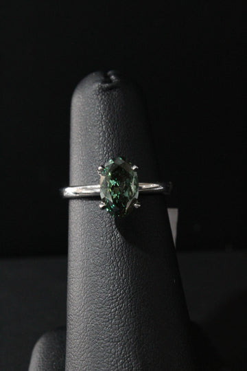 WG Lab Grown Diamond Green Oval Ring 2.12ctw